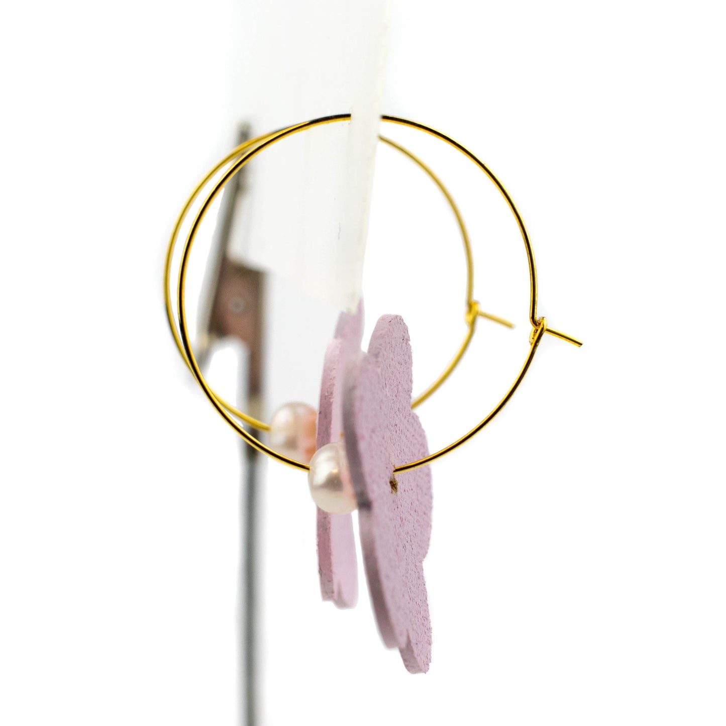 Sakura Hoop Earrings with Freshwater Pearls