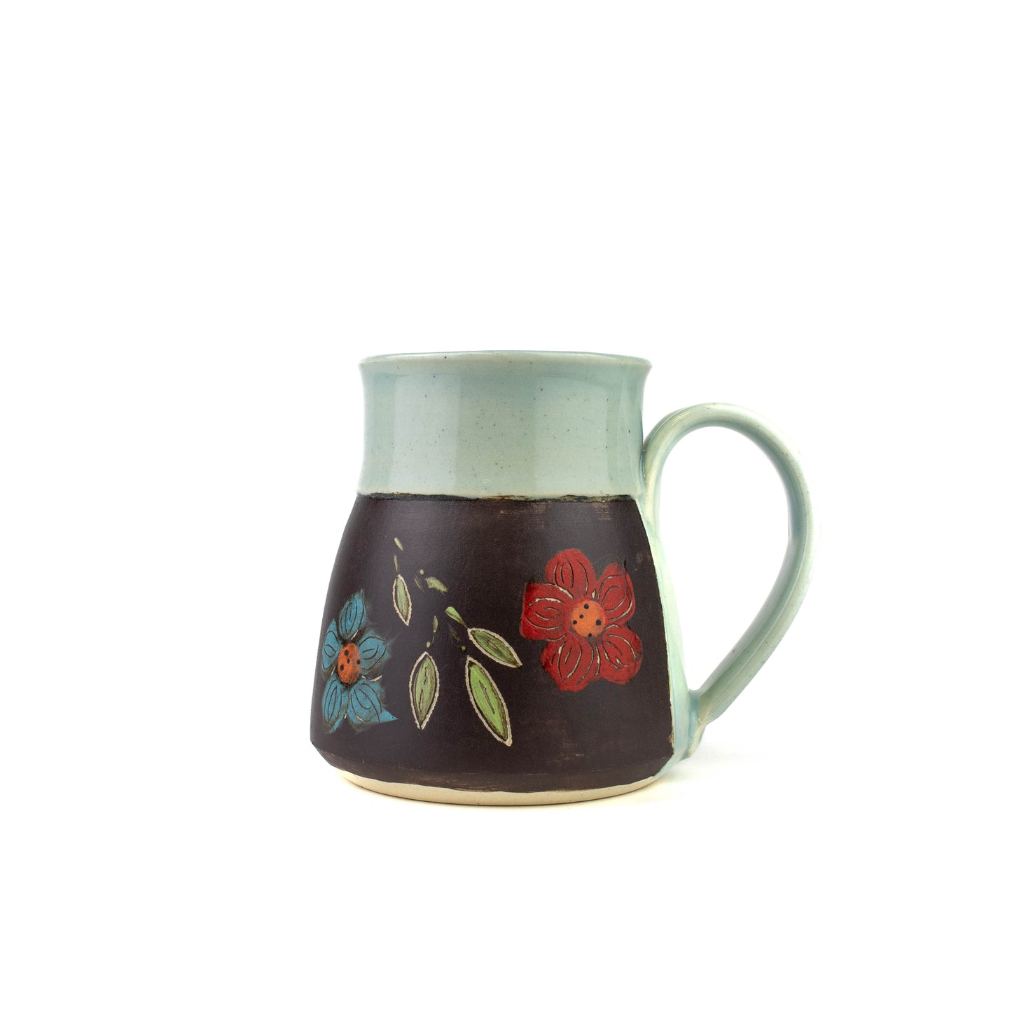 Floral Dark Burnished Carved Mug