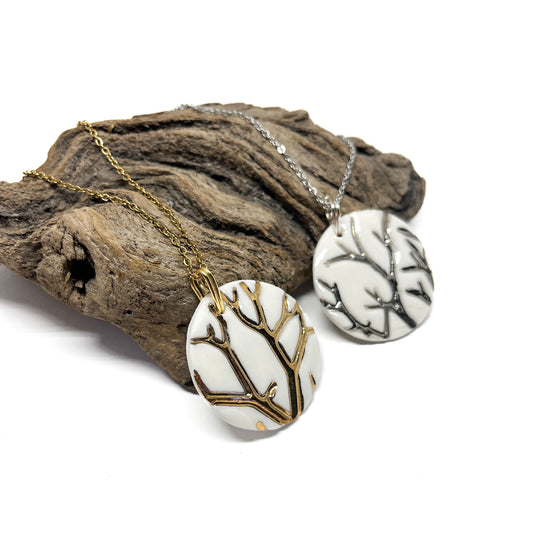 Gold Branch Porcelain Necklace
