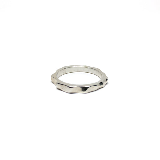 Silver textured band ring.
