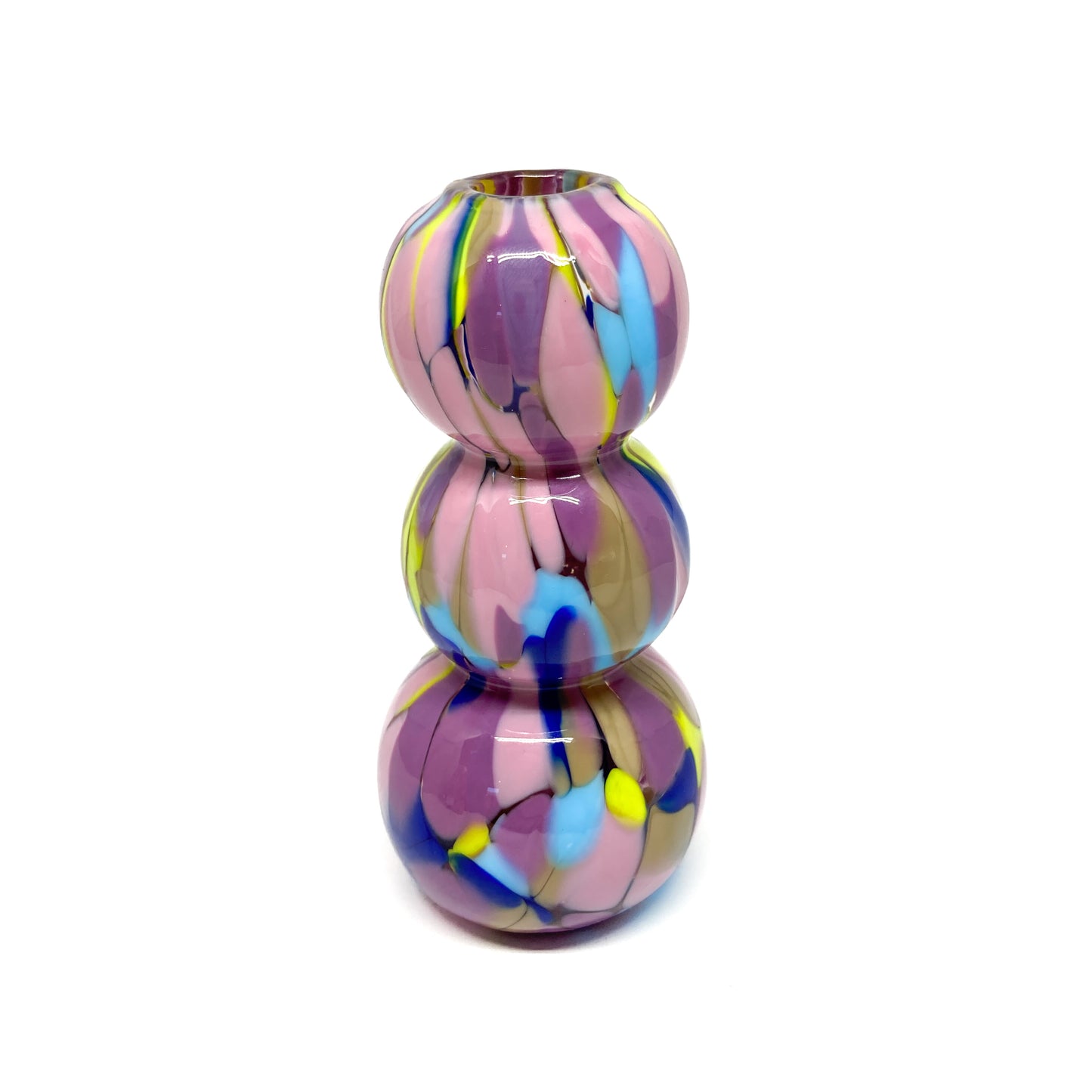 Stacked-sphere Slumber Party Mini Vase with a glossy, rounded triple-bulb form.
