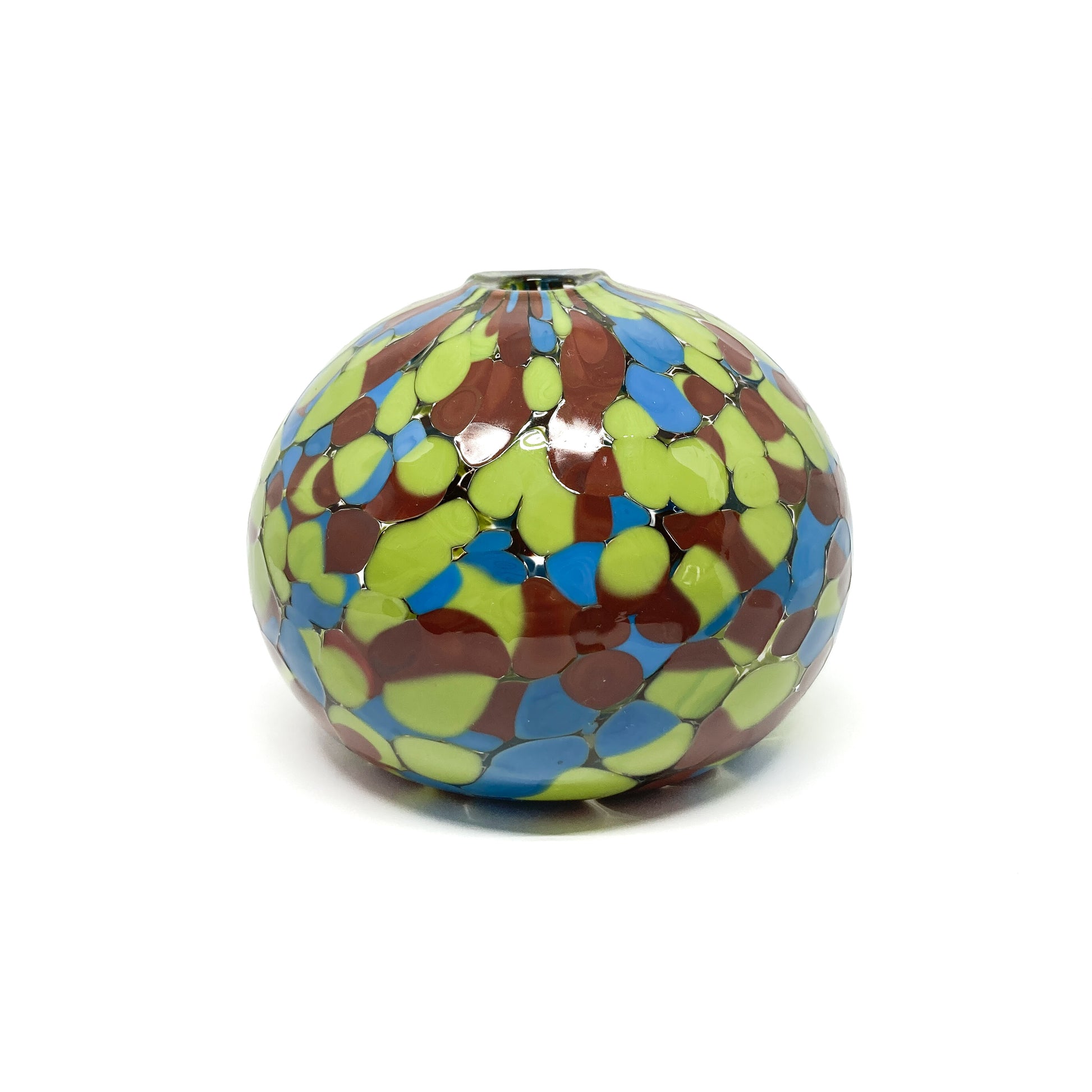 Swamp Monster Round Vase with a glossy, speckled design in a dense teardrop pattern.