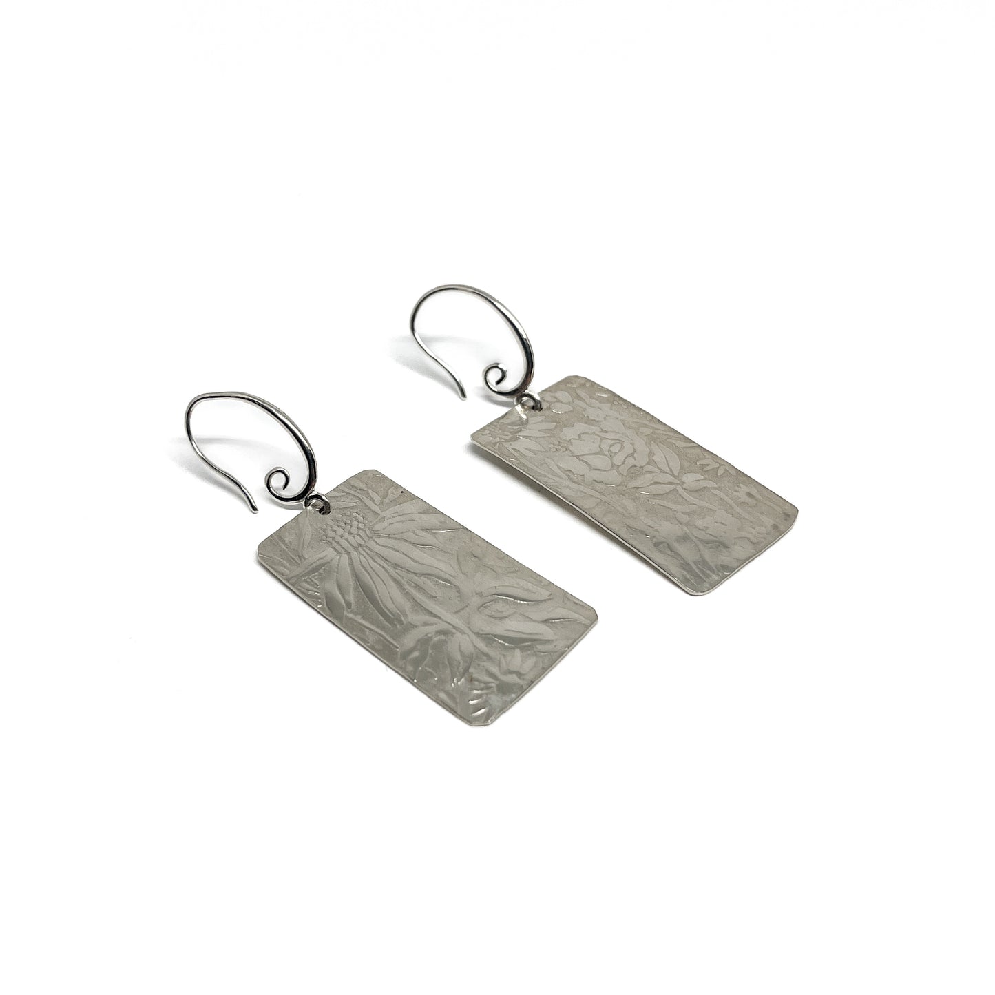 Silver Floral Patterned Earrings