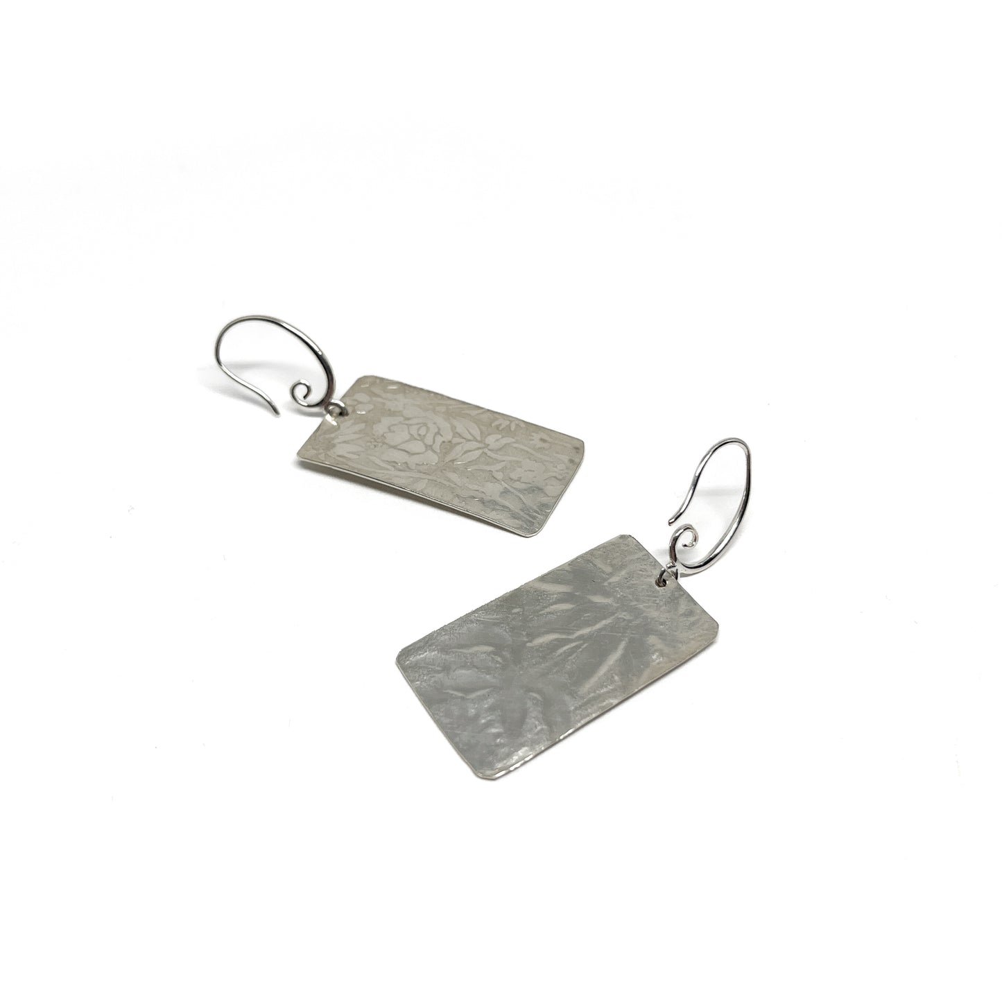 Silver Floral Patterned Earrings