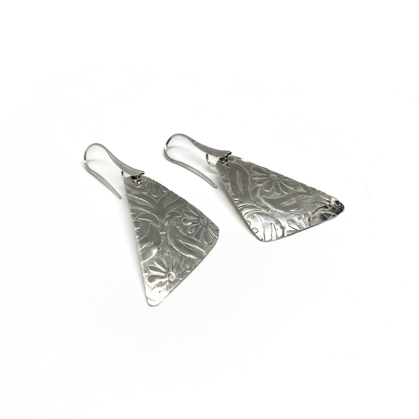 Silver Floral Patterned Earrings