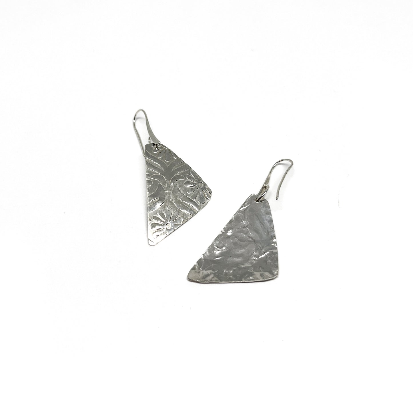 Silver Floral Patterned Earrings