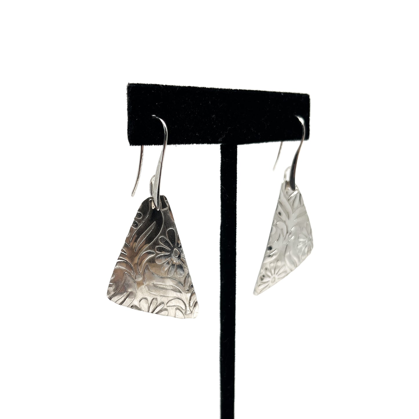 Silver Floral Patterned Earrings