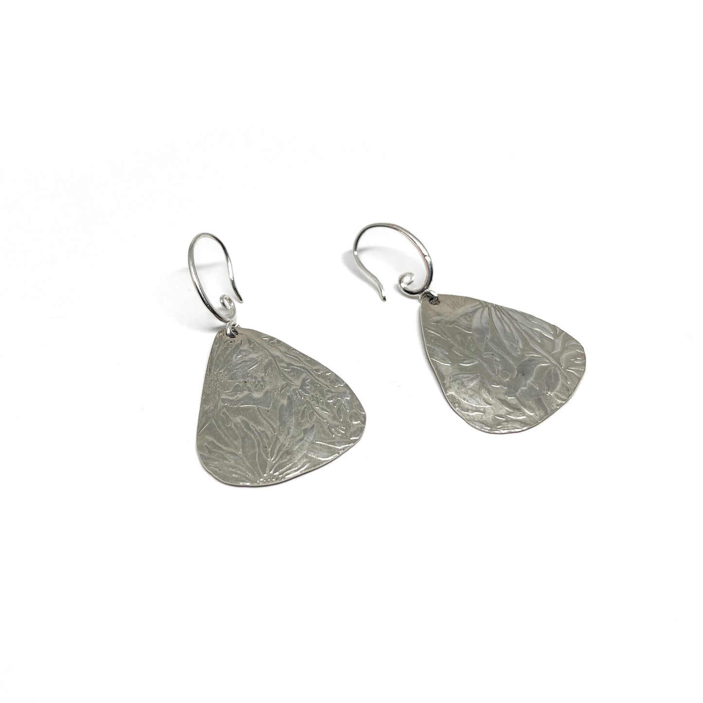 Silver Floral Patterned Earrings