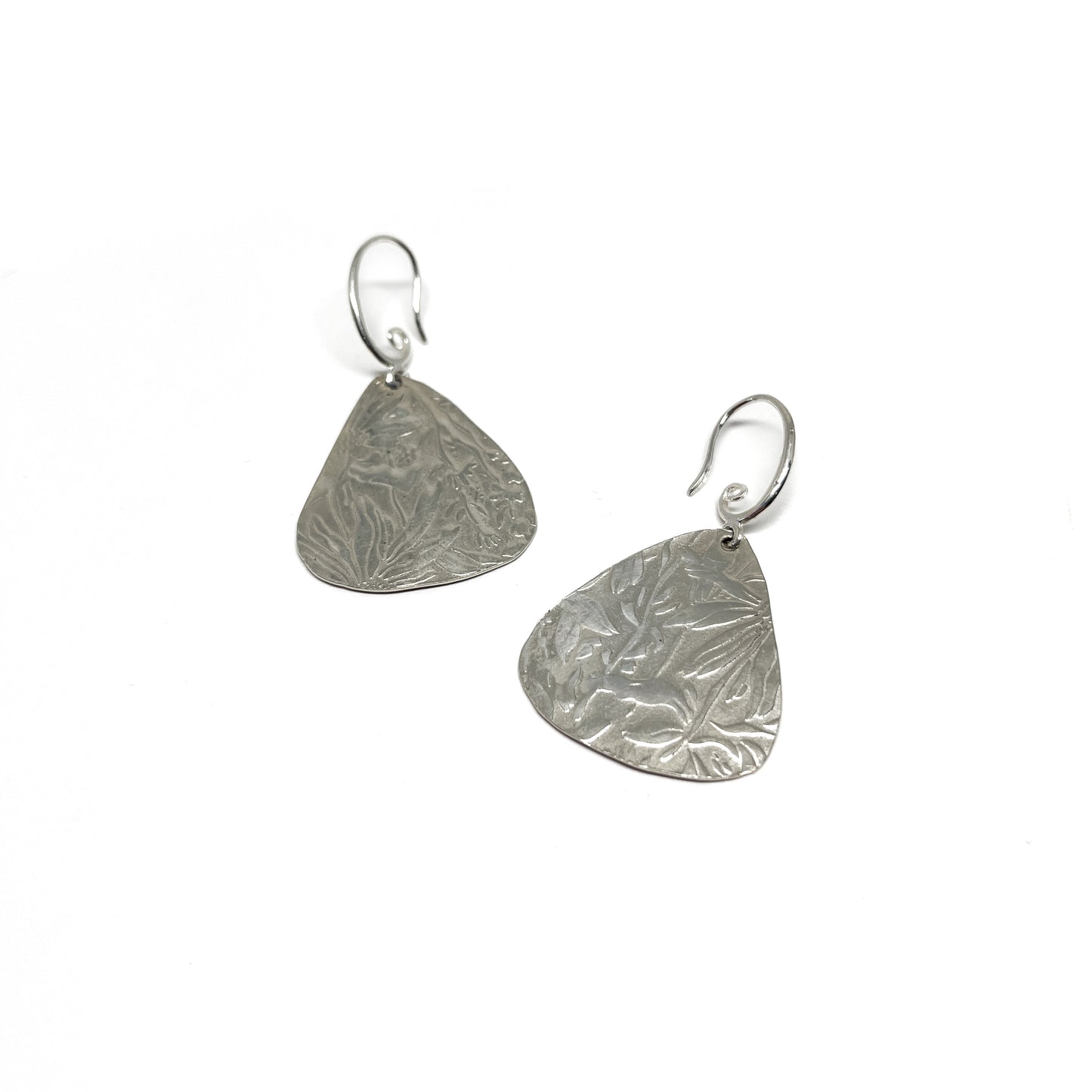Silver Floral Patterned Earrings