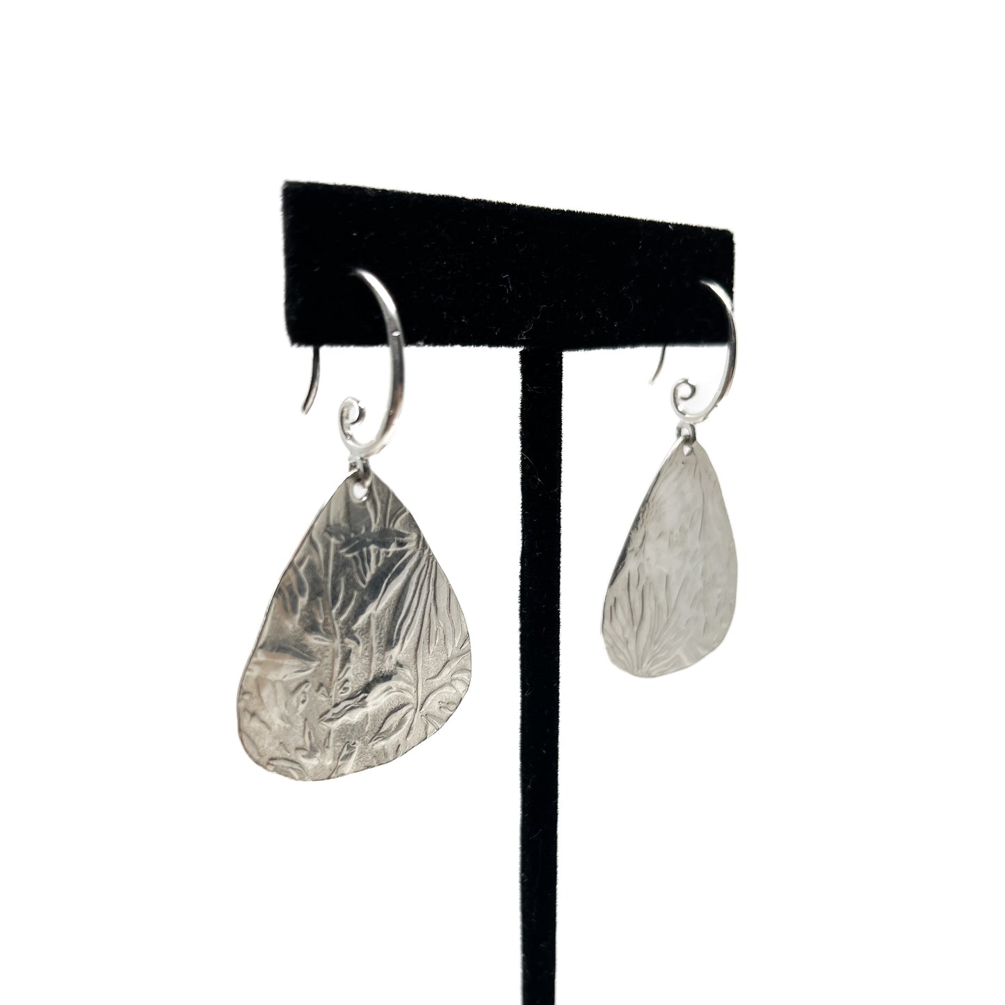 Silver Floral Patterned Earrings