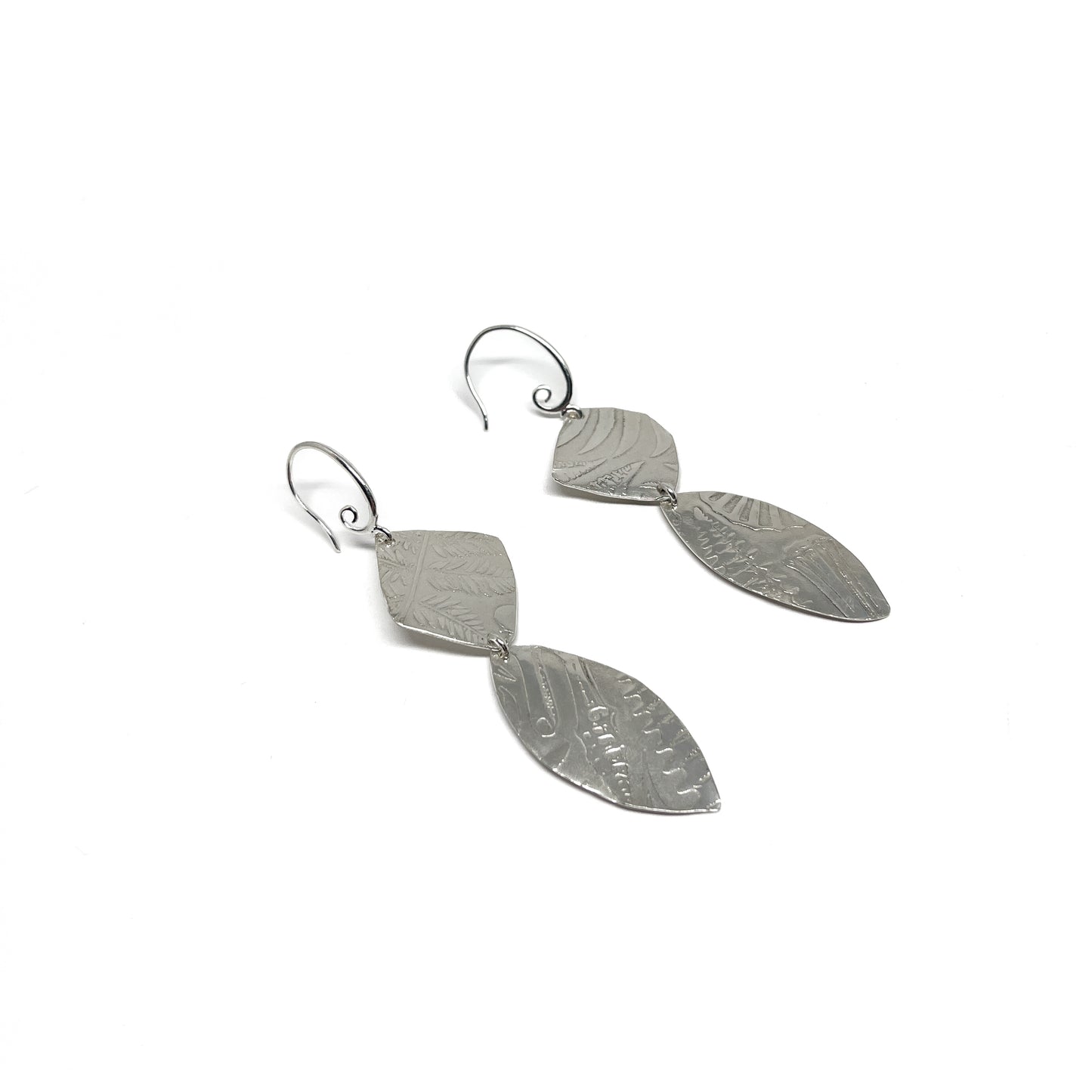 Silver Patterned Double Earrings