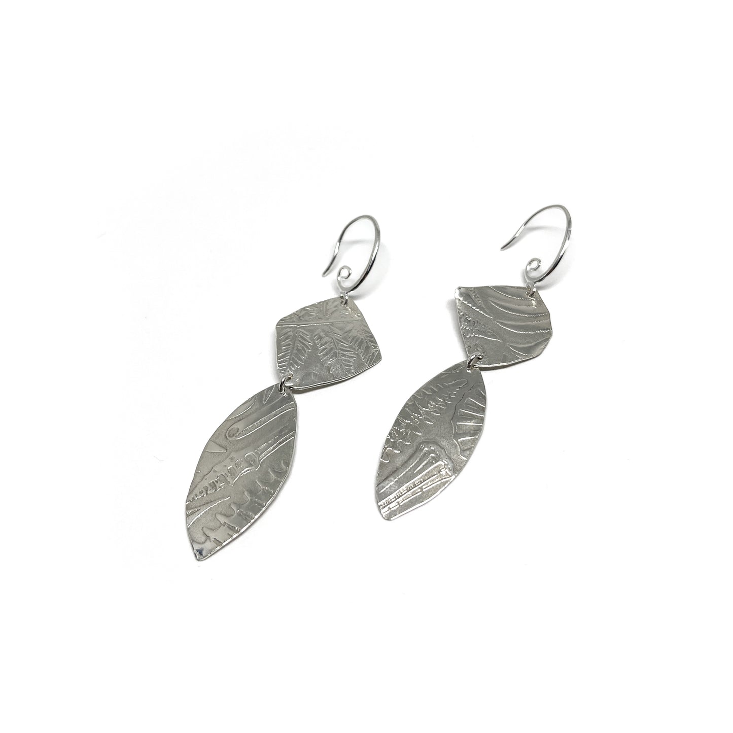 Silver Patterned Double Earrings