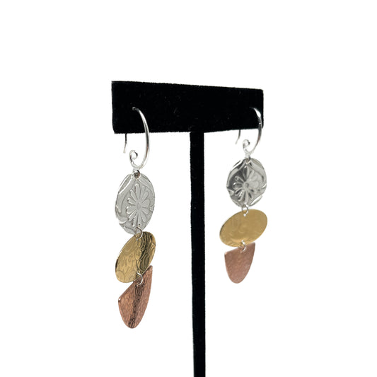 Tri-Colour Dangle Earrings