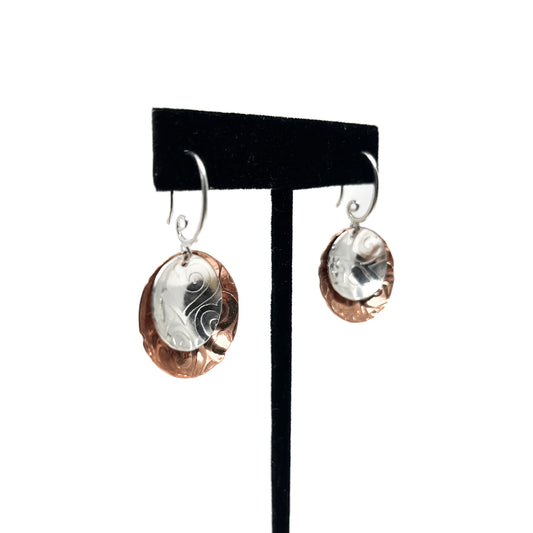 Sterling & Copper Bowl Earrings