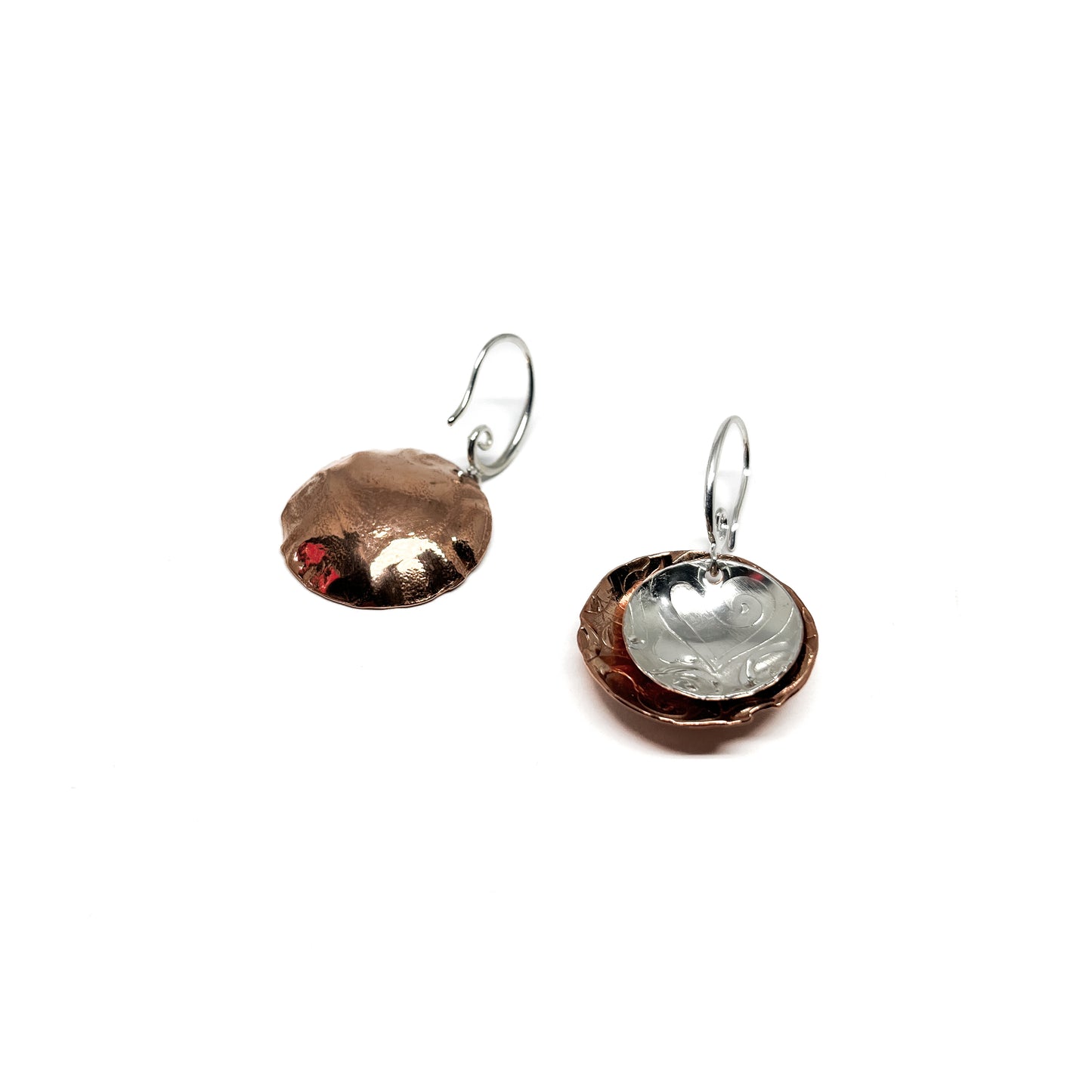 Sterling & Copper Bowl Earrings