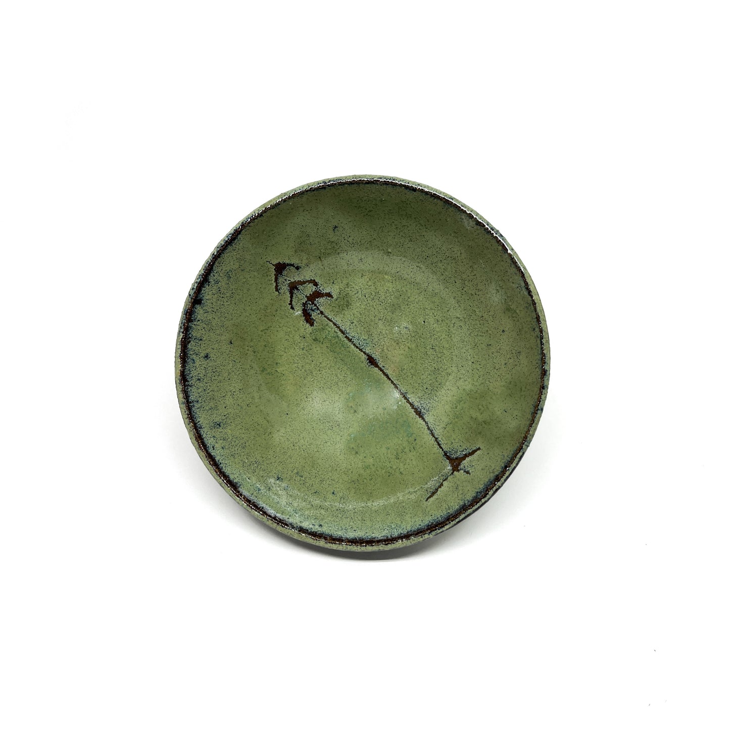 Green glazed terracotta bowl with tree design.