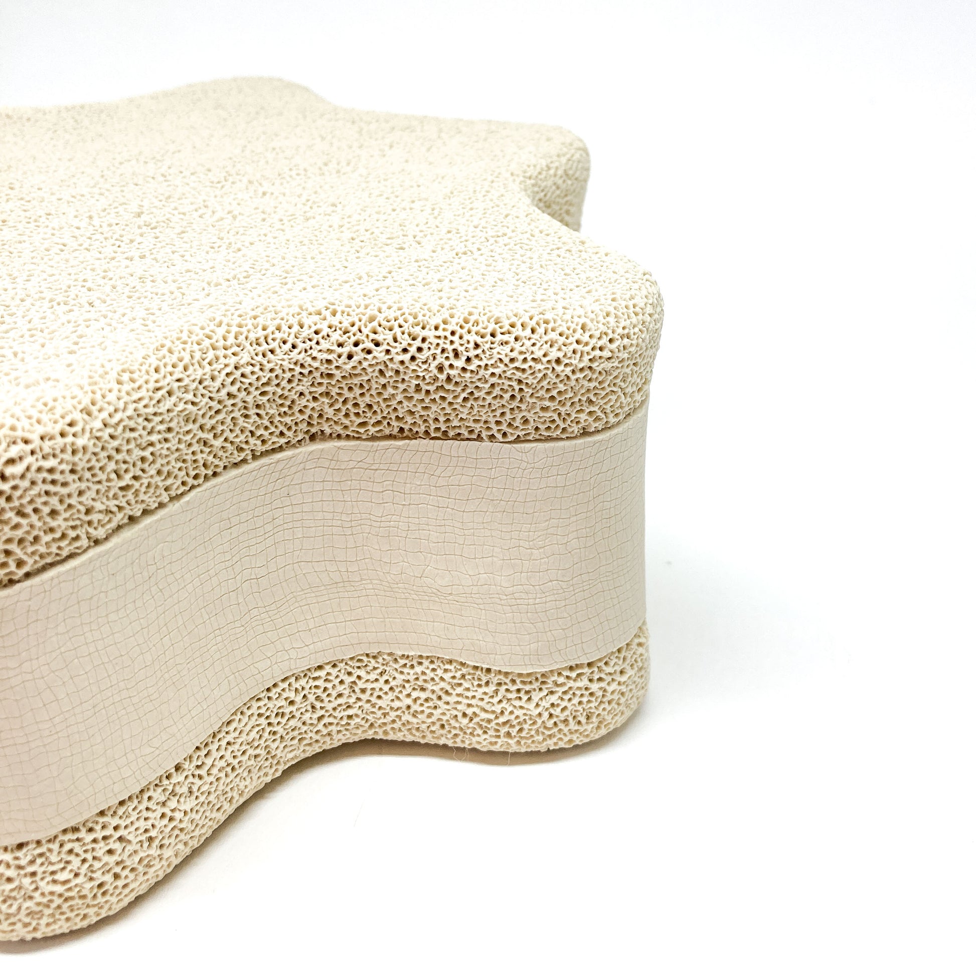 Close-up of a Triceatium Sculpture's textured surface and curved star point.