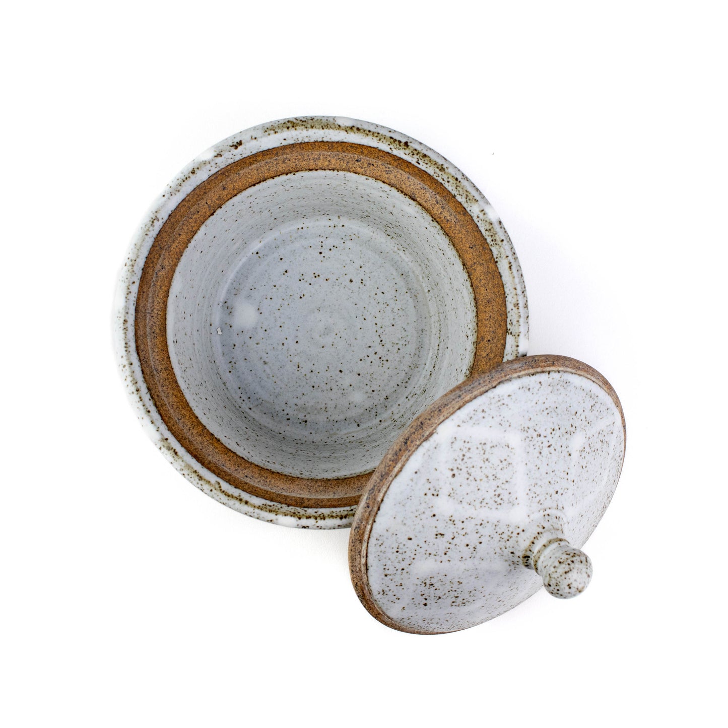 White Speckled Covered Jar