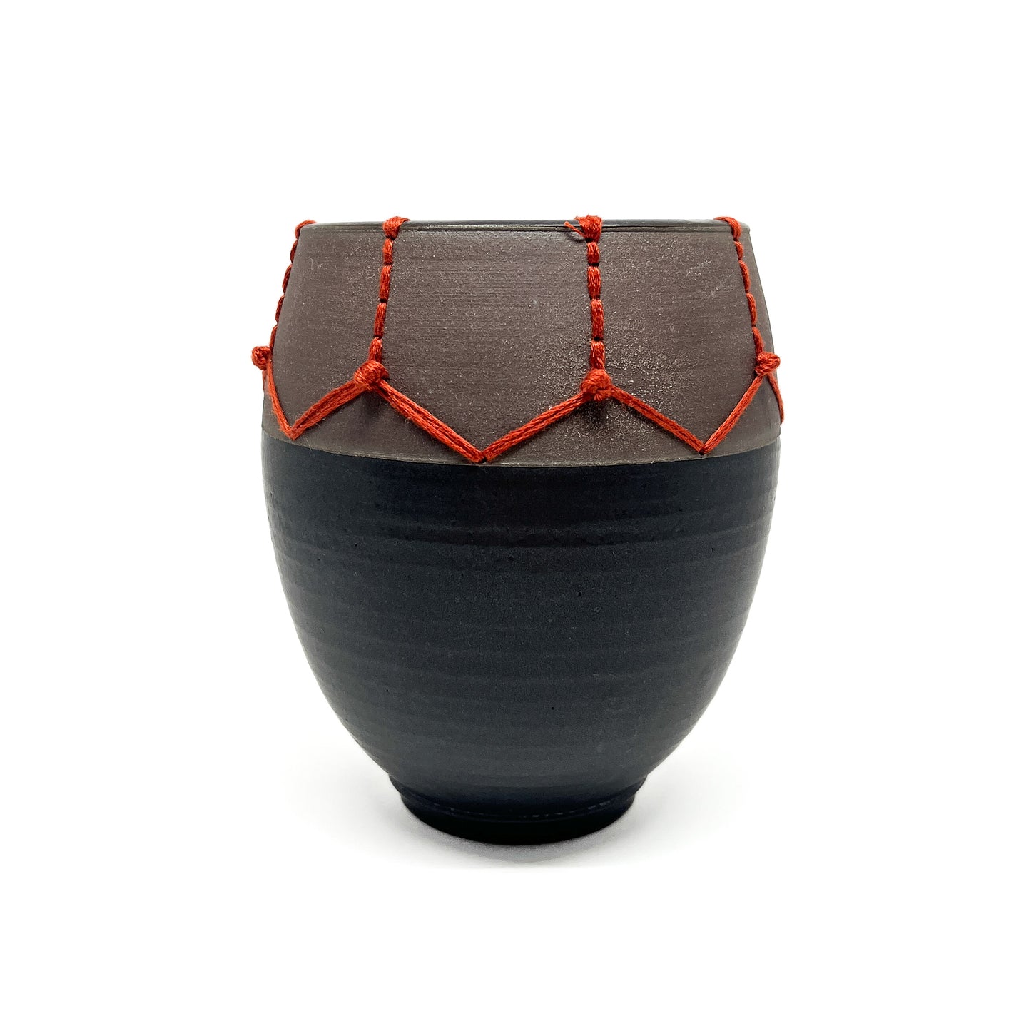 Coffee Clay Embroidered Vessel #2