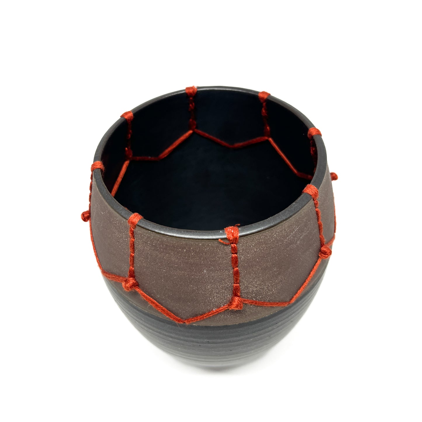 Coffee Clay Embroidered Vessel #2