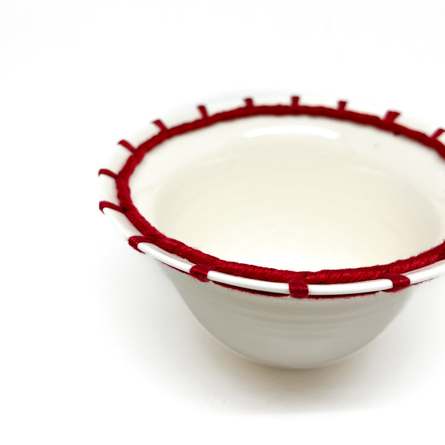 Porcelain Embroidered Blanket Stitch Bowl #3