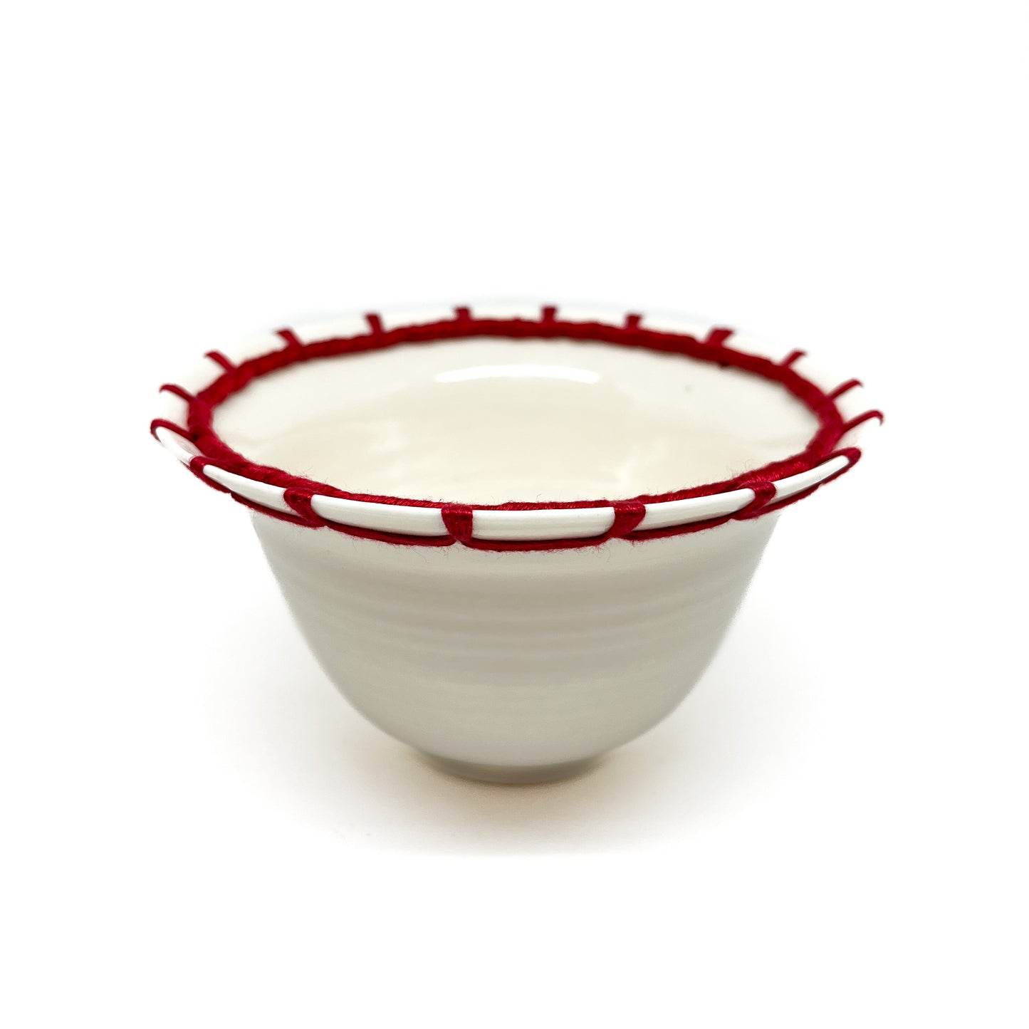 Porcelain Embroidered Blanket Stitch Bowl #3