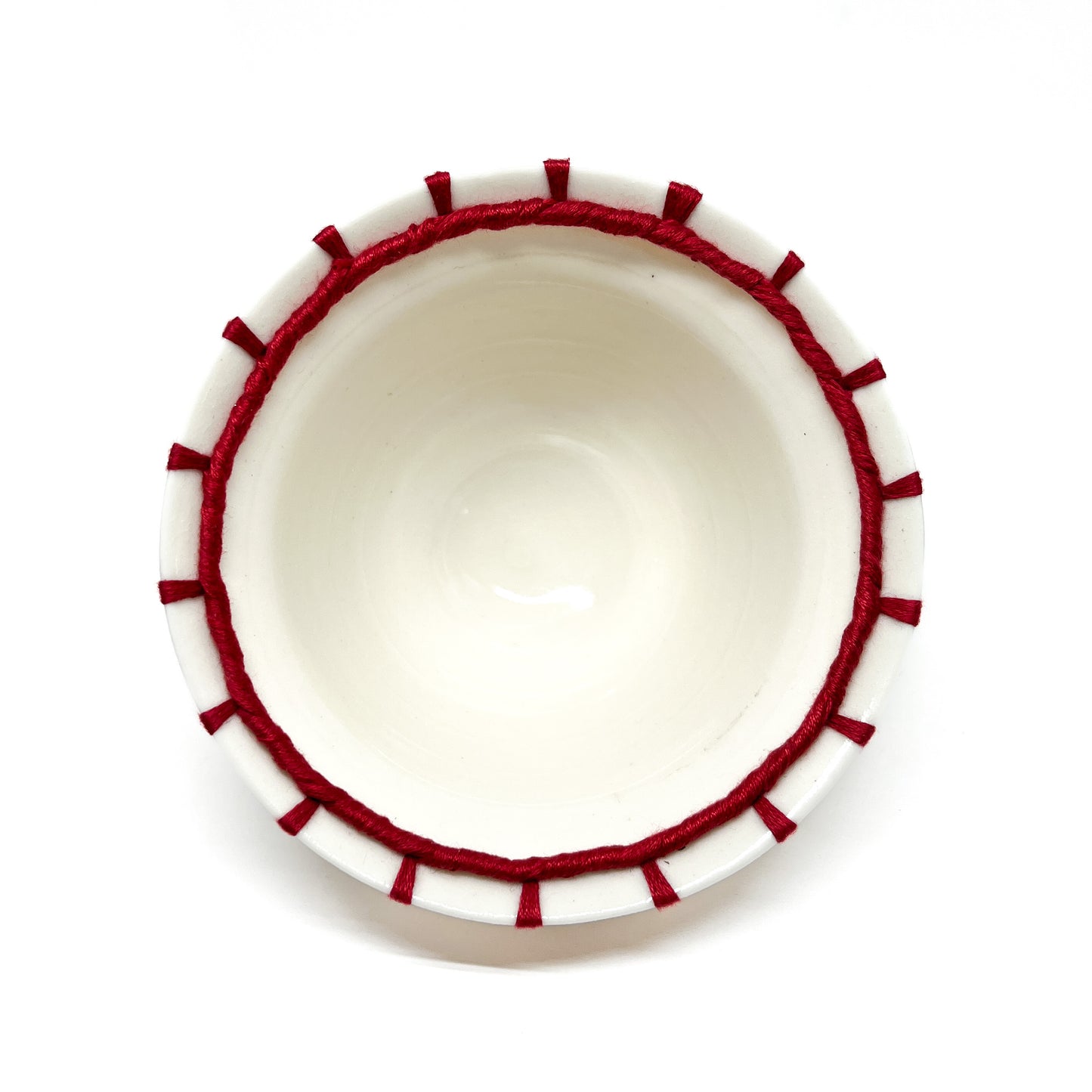 Porcelain Embroidered Blanket Stitch Bowl #3