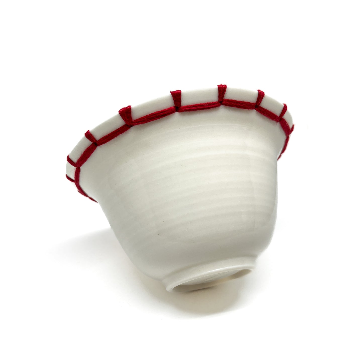 Porcelain Embroidered Blanket Stitch Bowl #3