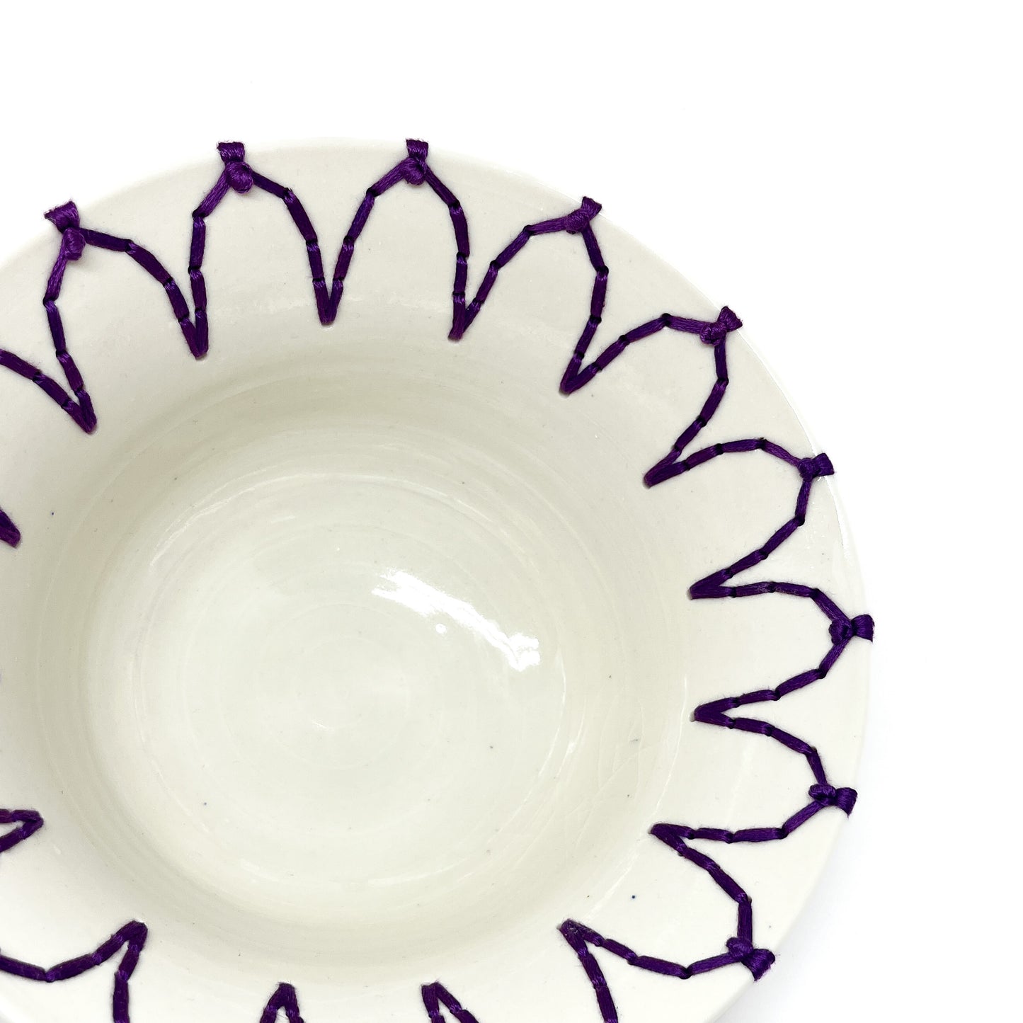 Large Purple Embroidered Bowl #4