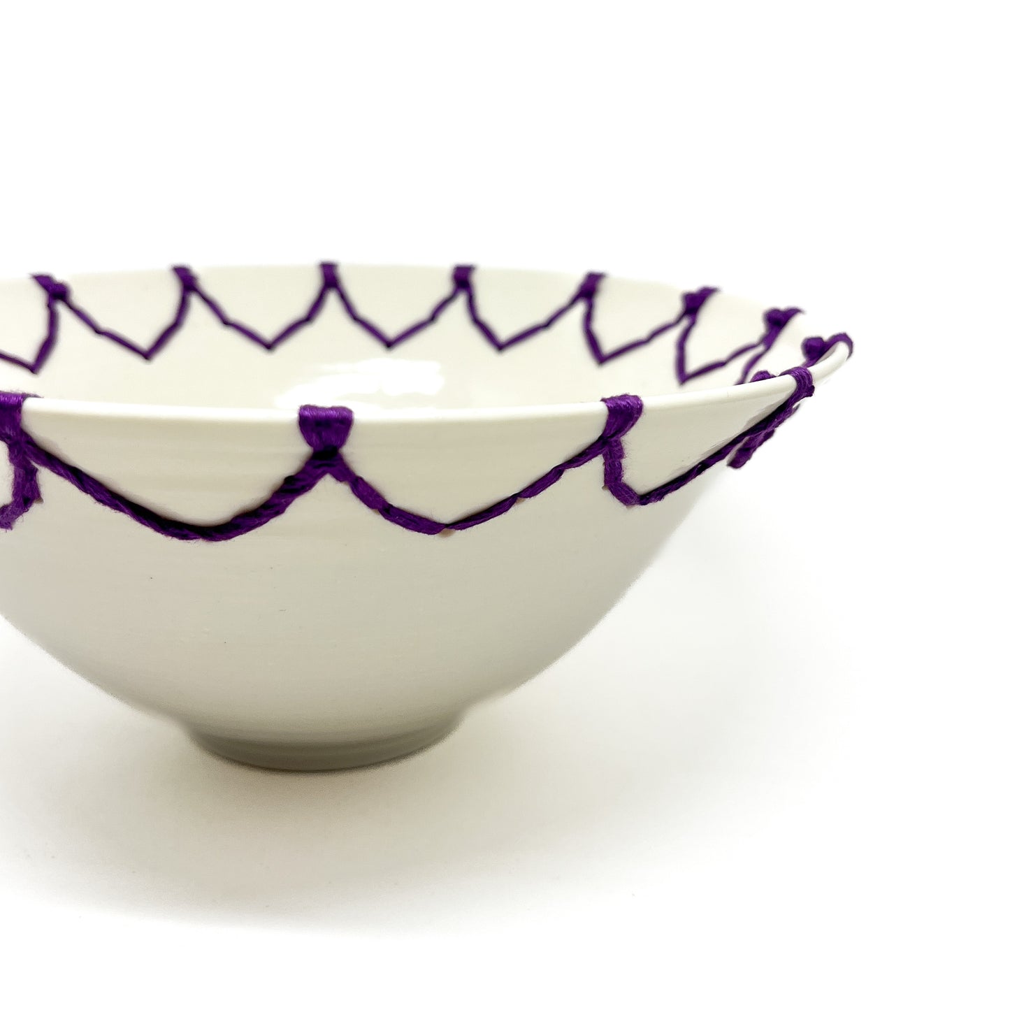 Medium Purple Embroidered Bowl #5