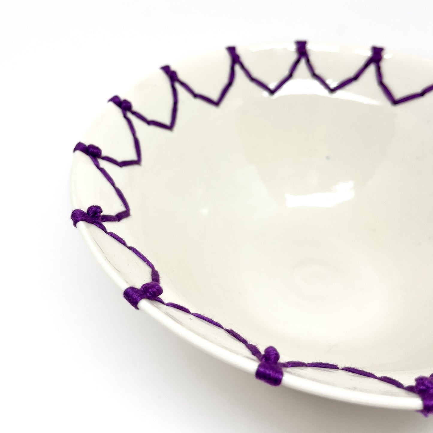 Medium Purple Embroidered Bowl #5