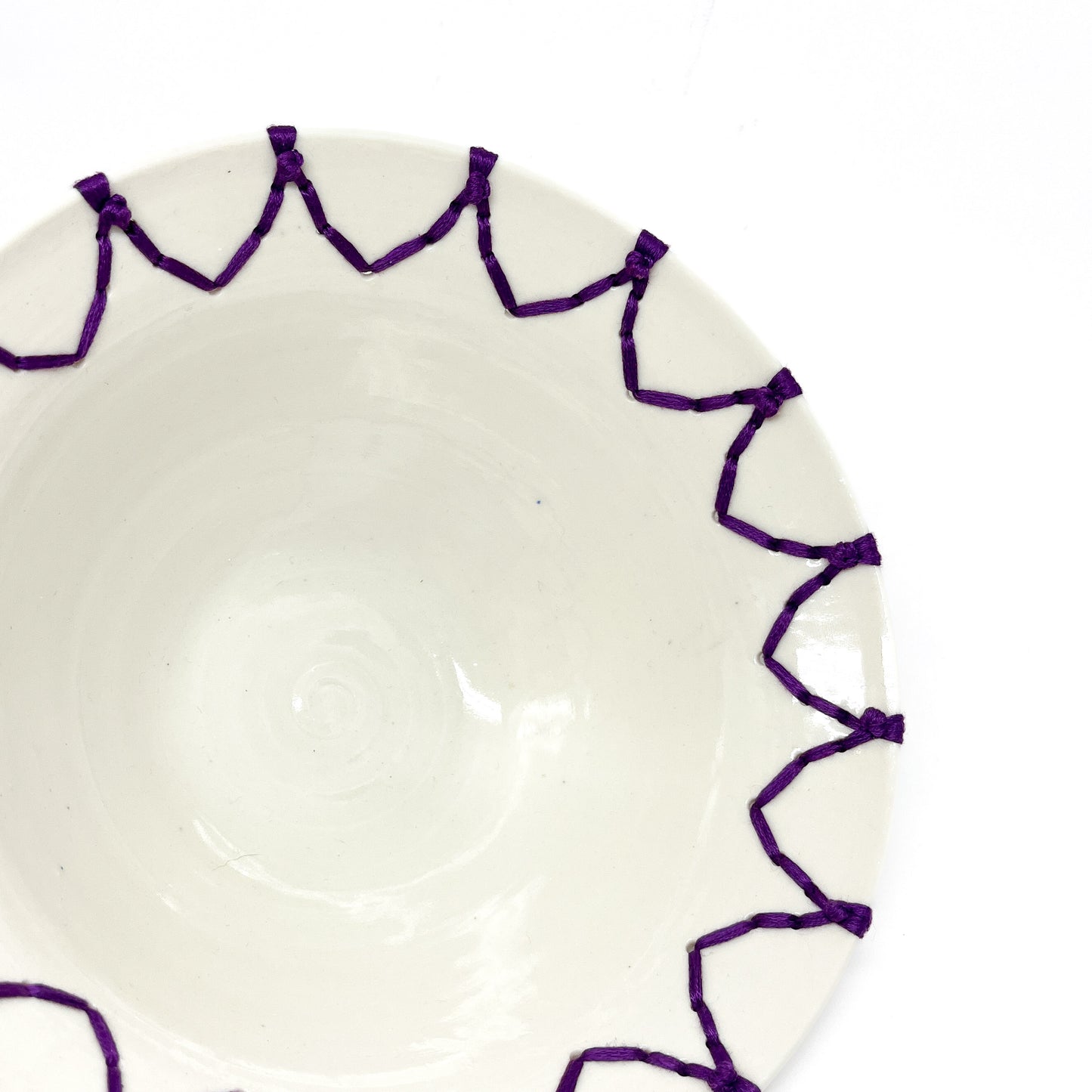 Medium Purple Embroidered Bowl #5