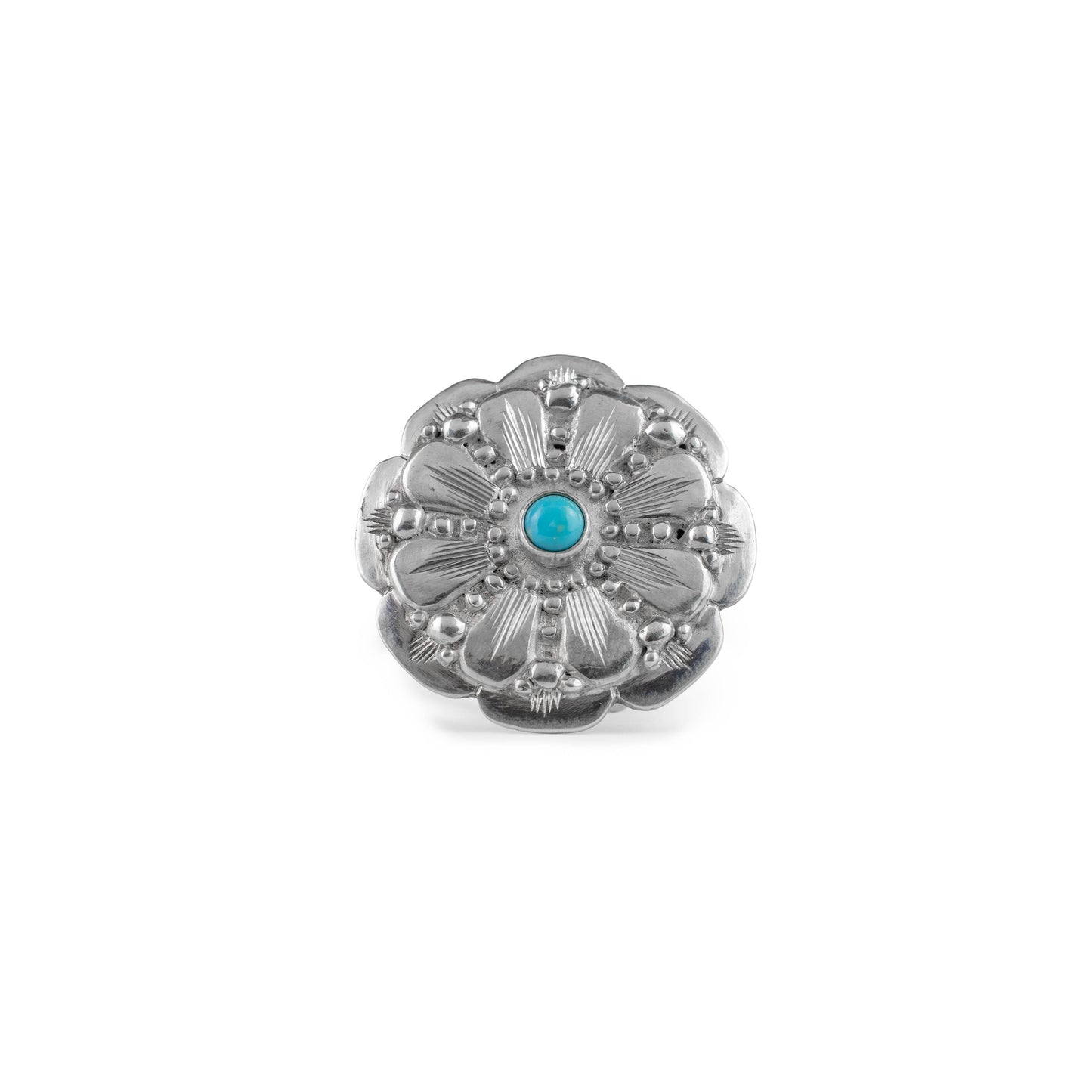 Sterling Silver and Turquoise Flower Scarf Slide