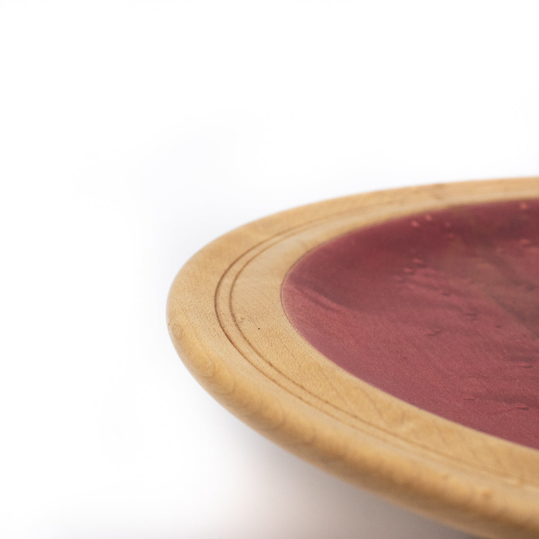 Birdseye Maple Dish Dyed Red with Toothpick Holder #1369
