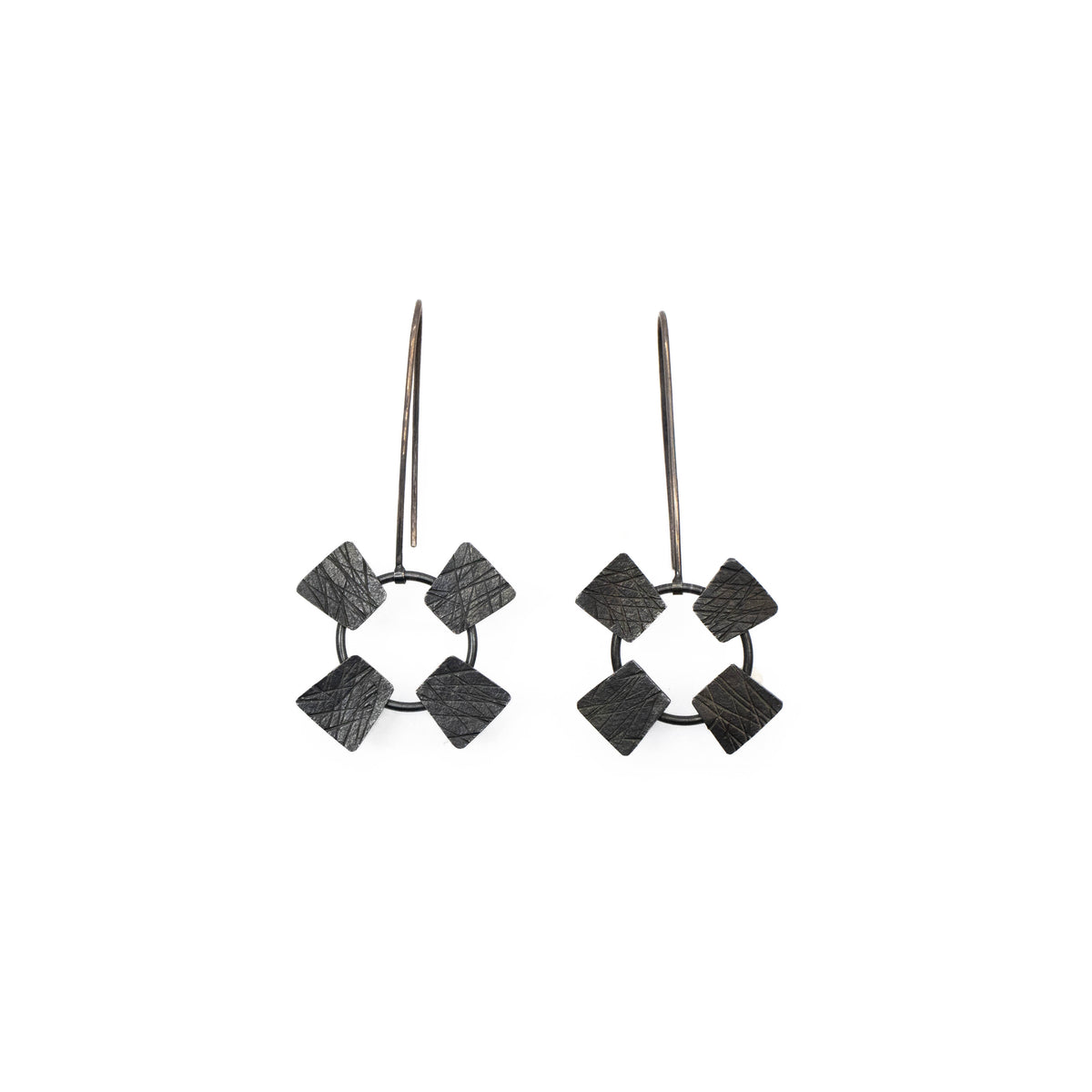 Circle Rectangle Drop Earrings