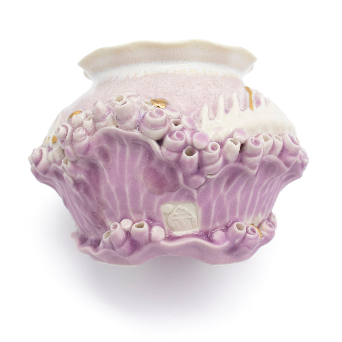 Bones Sugar Pot in Lavender with Gold