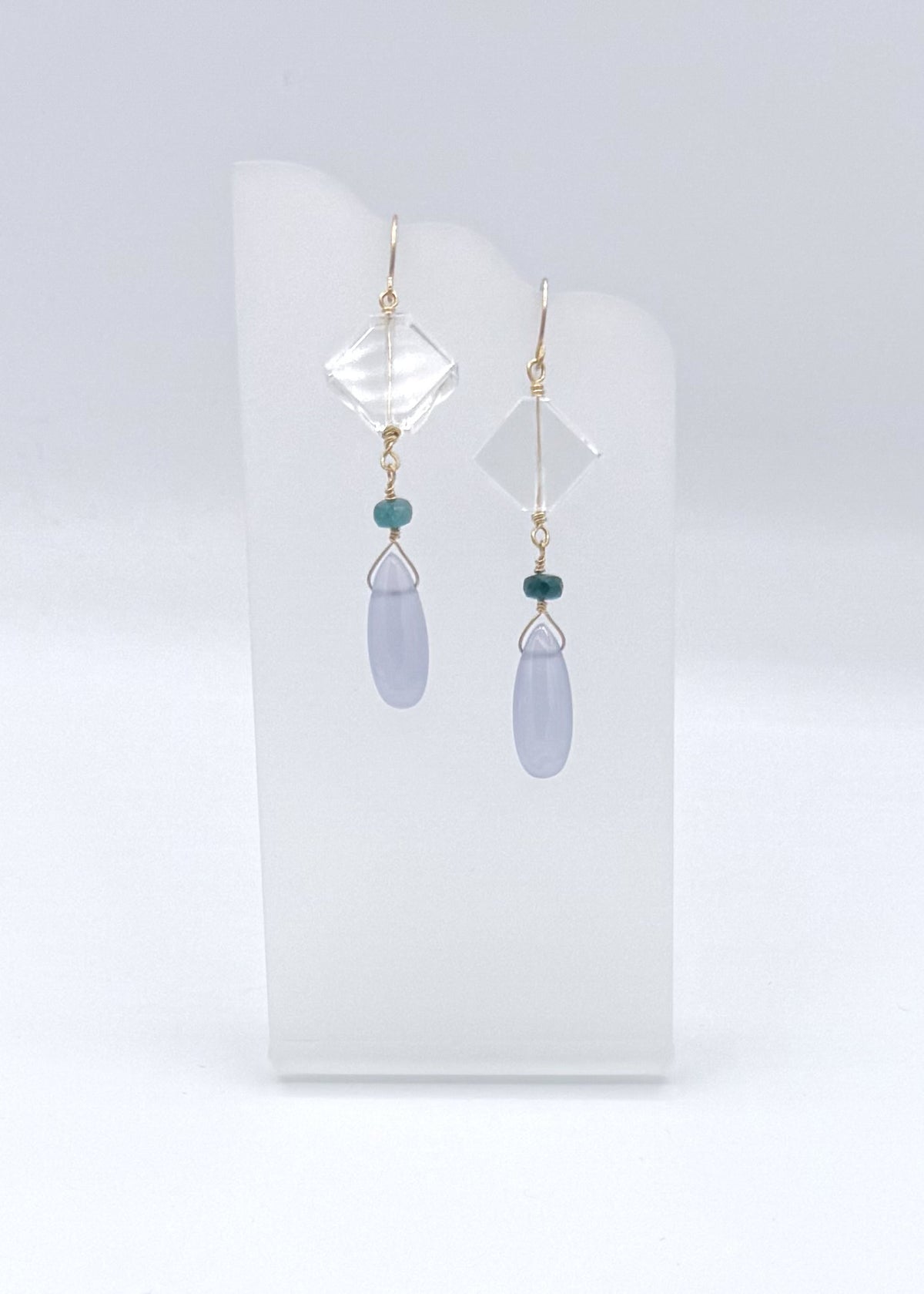 Quartz and Chalcedony Earrings