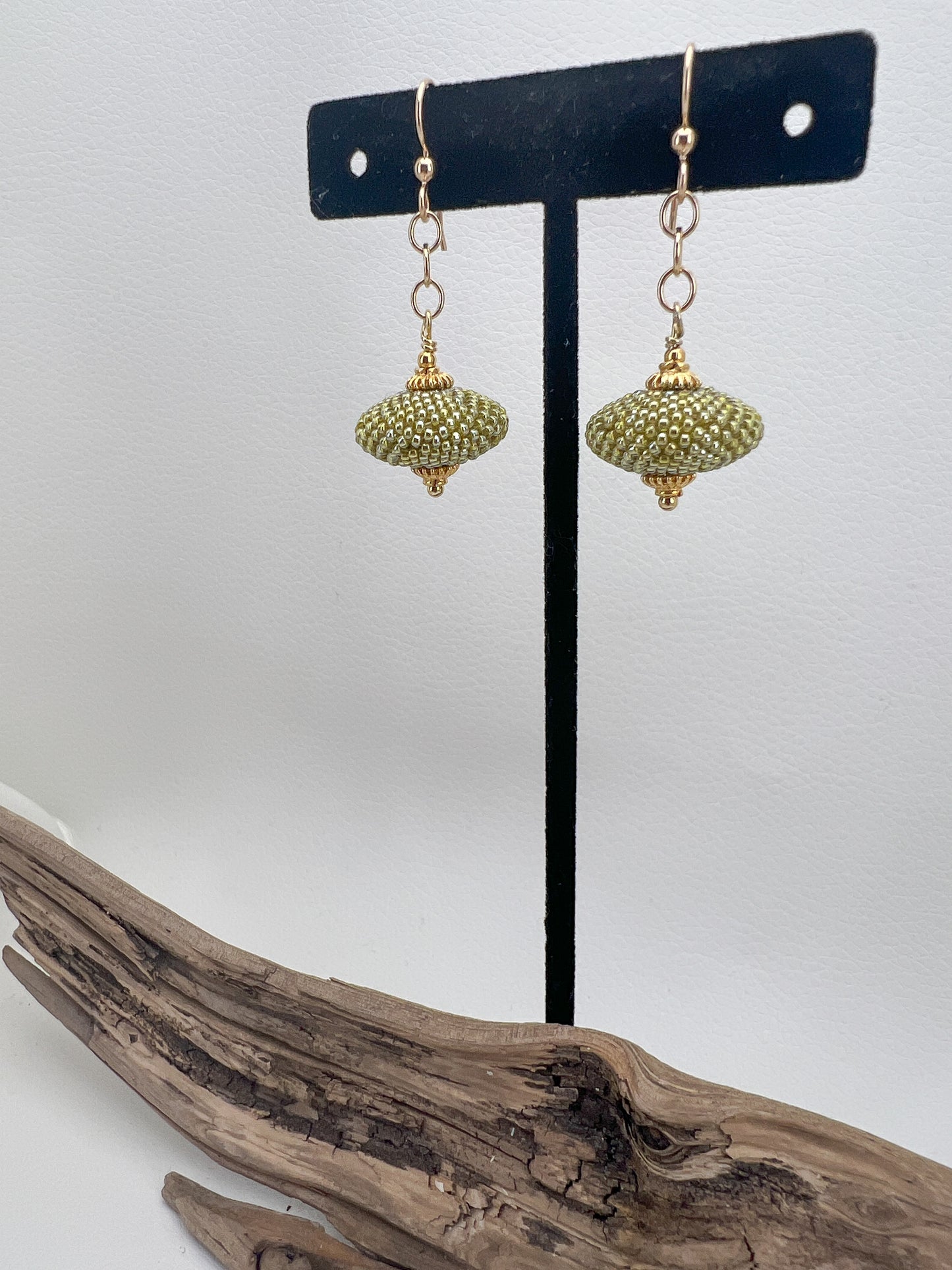 Gold Olive Tippe Top Earrings