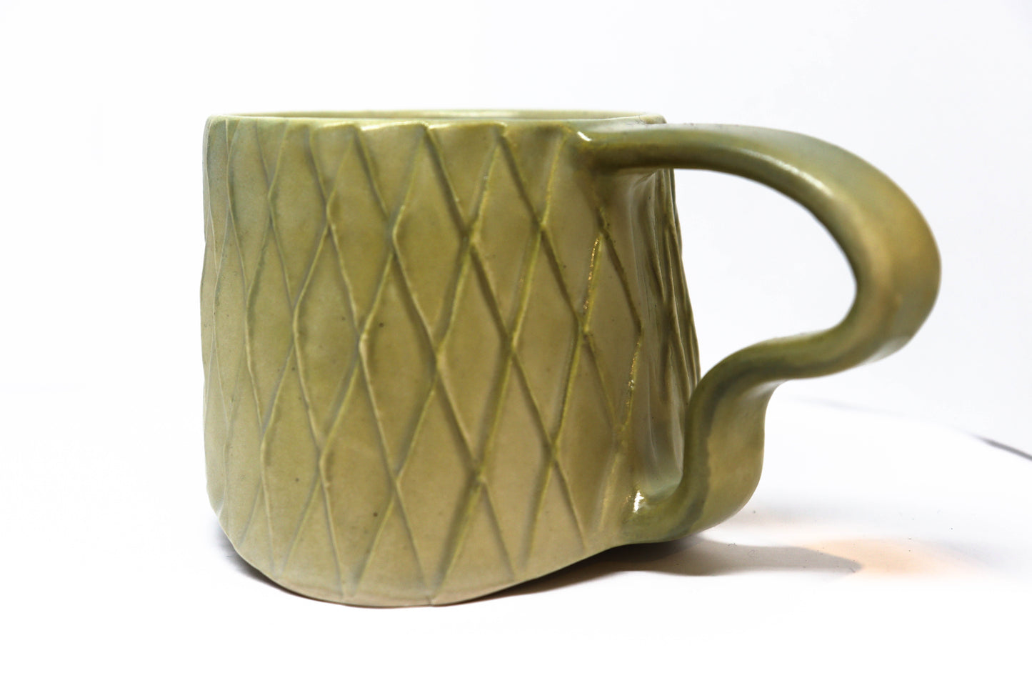Carved Mug with Squiggle Handle