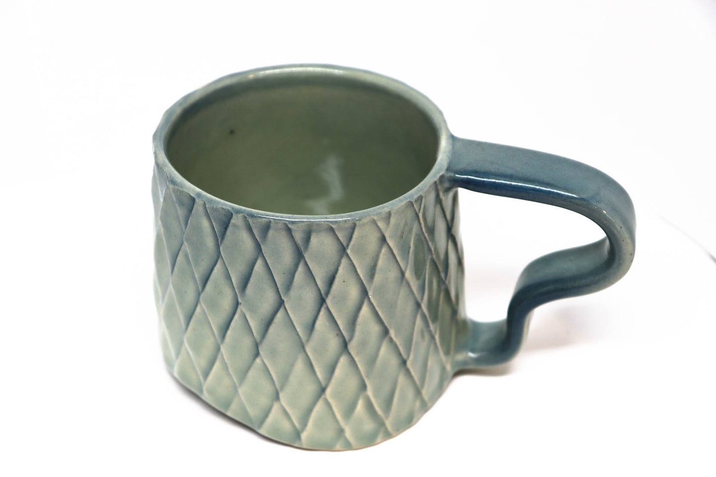 Carved Mug with Squiggle Handle