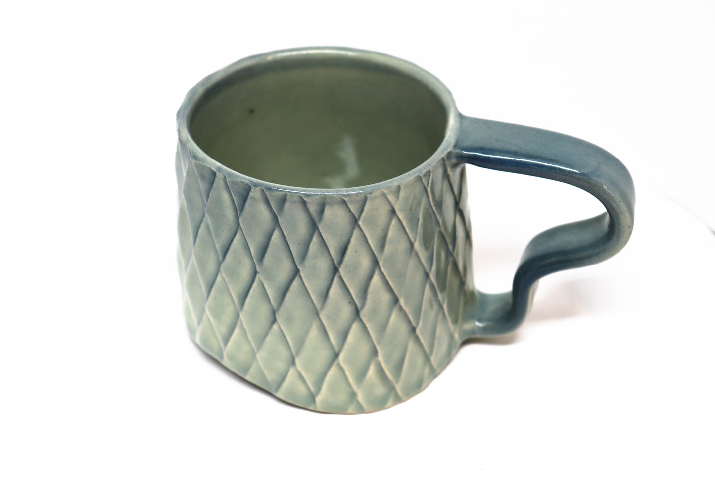 Carved Mug with Squiggle Handle