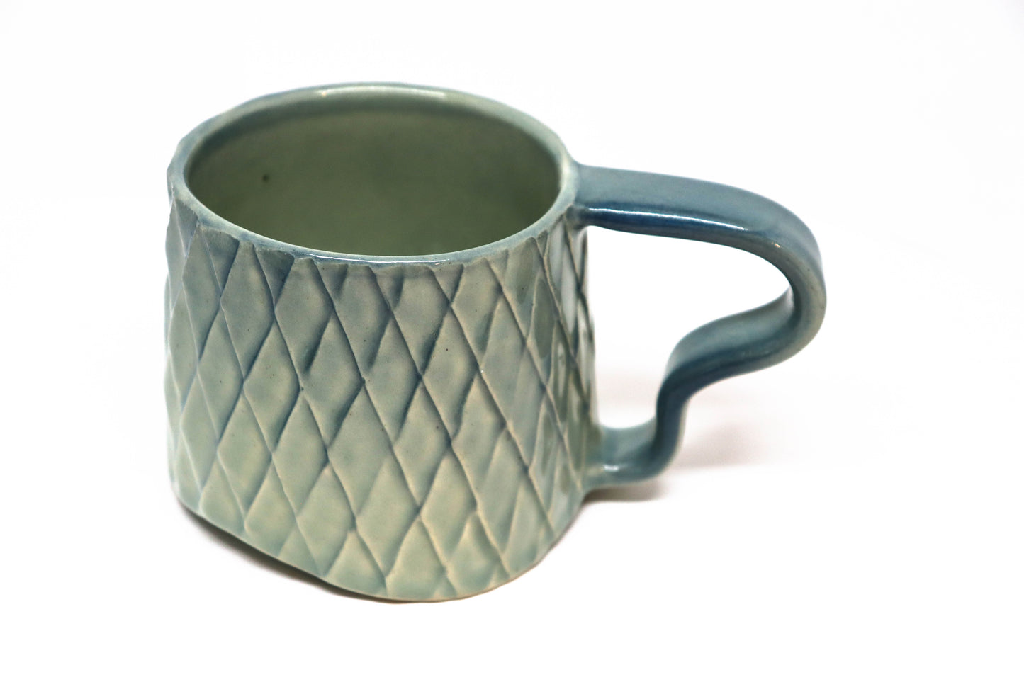 Carved Mug with Squiggle Handle
