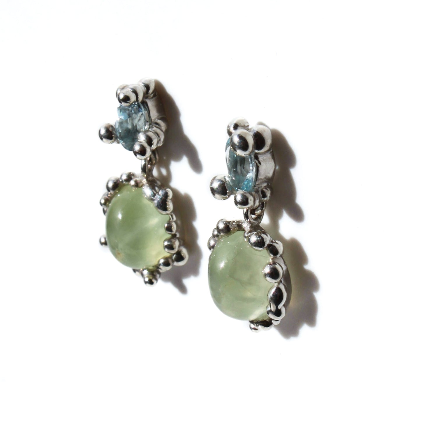 Blue Topaz & Prehnite Twosome Earrings