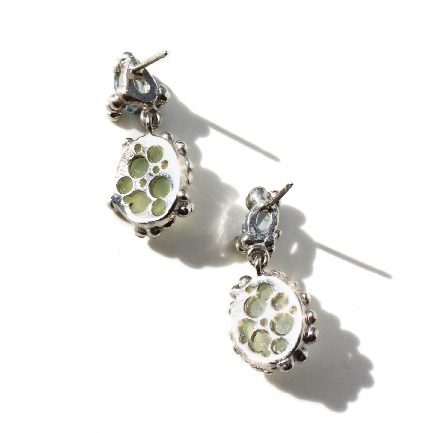 Blue Topaz & Prehnite Twosome Earrings