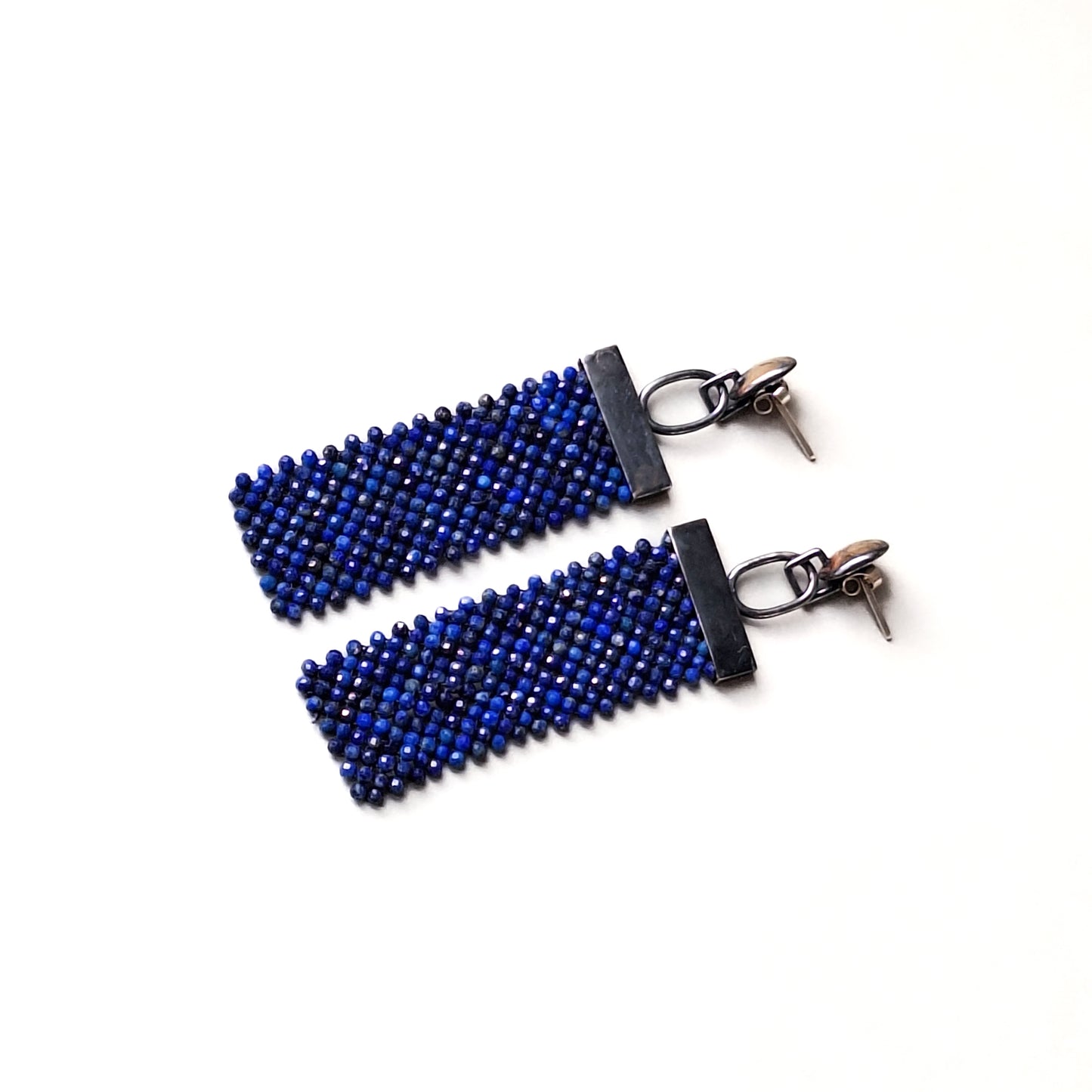 Lapis Lazuli weaved earrings