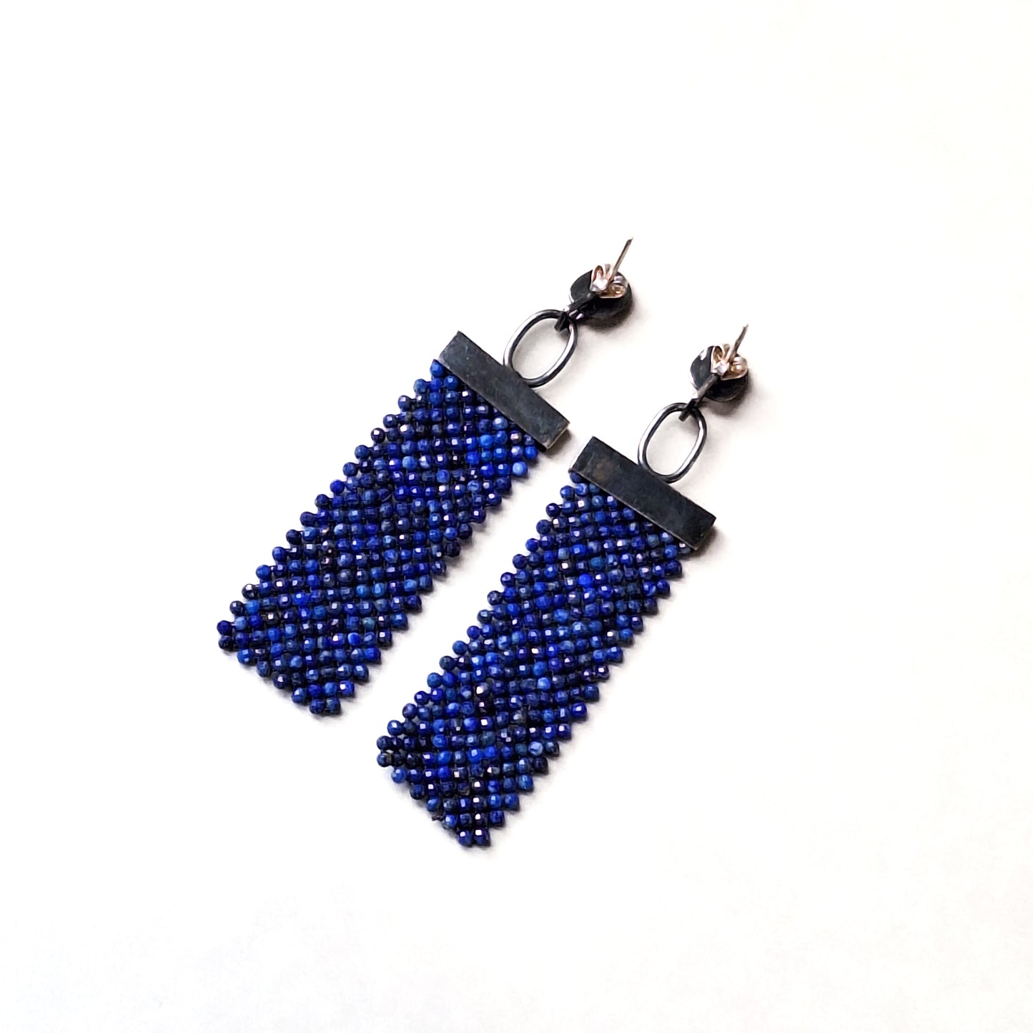 Lapis Lazuli weaved earrings
