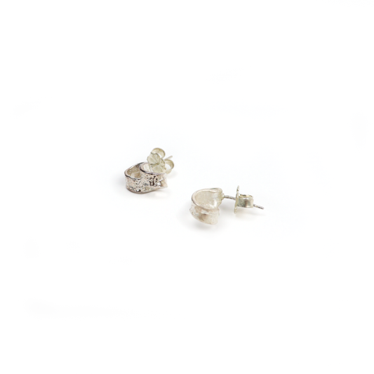 New York Button Studs featuring small hammered loops with secure post and butterfly back closures.
