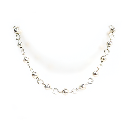 Ball & Chain Necklace featuring polished silver balls linked together with round connectors.