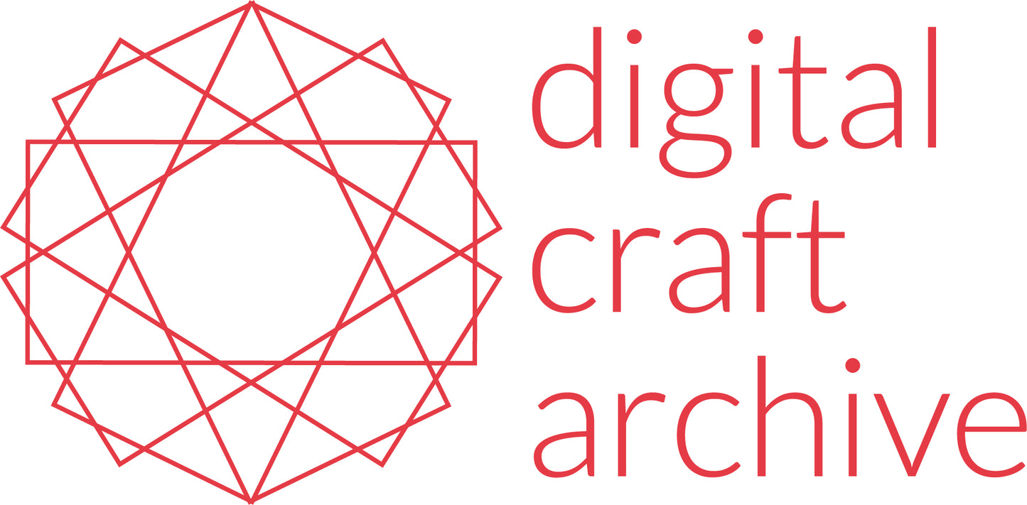 Red geometric design and the text "digital craft archive".