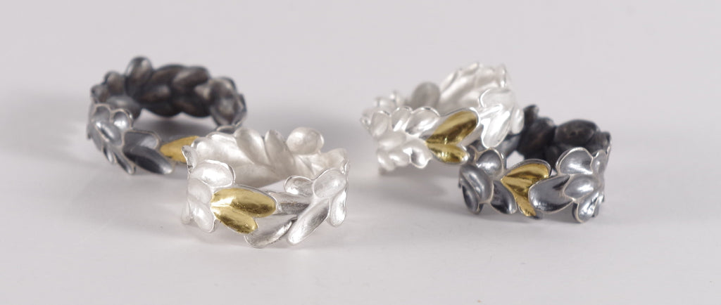 sterling silver and keum-boo rings from erin christensen